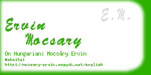 ervin mocsary business card